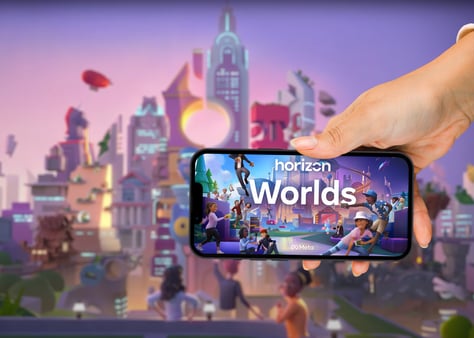 User exploring Horizon Worlds platform for digital marketing in the metaverse.