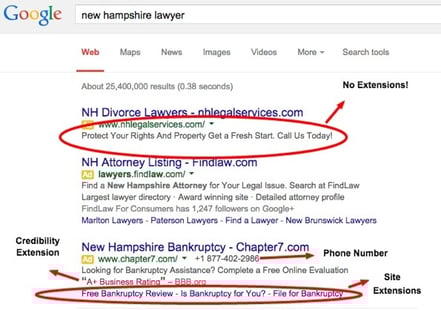 Screenshot of search engine result page.