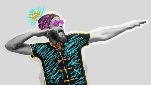 Collage in magazine style with happy emotions.