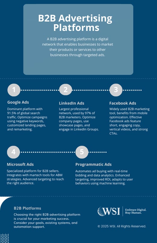 nfographic detailing top b2b advertising platforms.