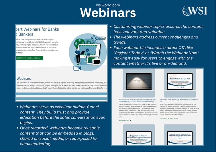 Webinar resources demonstrating how to create unique content that educates and nurtures leads across the funnel.