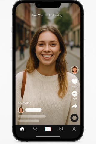 TikTok TopView ad example featuring a woman on the For You Page, shown in a guide to TikTok ads.