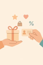 Gift and loyalty card exchange symbolizing subscription and membership models in ecommerce trends.