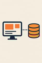 Monitor linked to database, representing headless commerce technology in ecommerce trends.