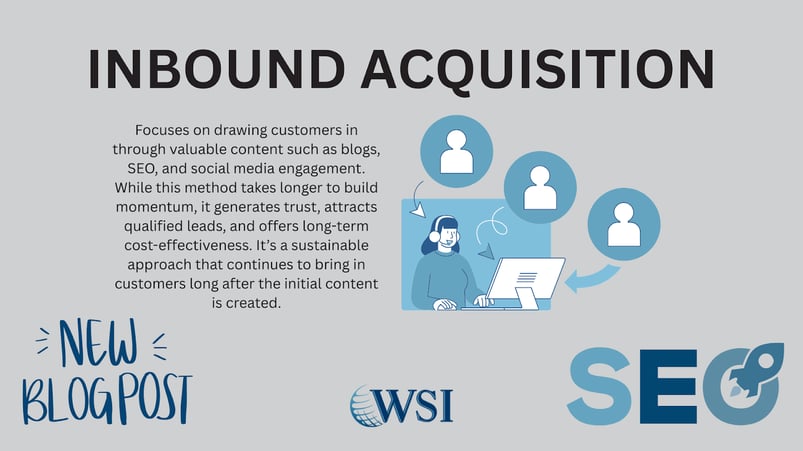 Inbound marketing methods like SEO and content help improve customer acquisition through organic growth.