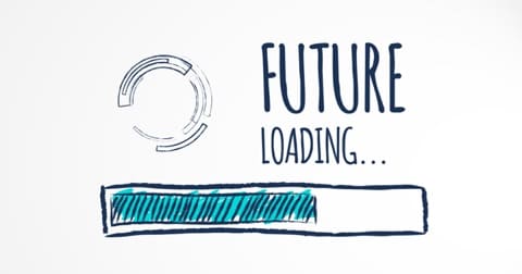 Drawing of a status bar that is loading, with the words "Future Loading" on top.