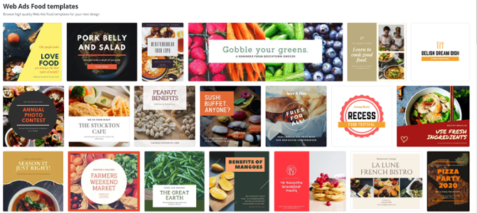 Canva’s food-related ad templates to inspire your graphic design tips for marketing.