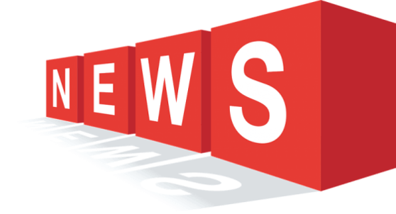 Graphic that says News in red blogs with white letters.