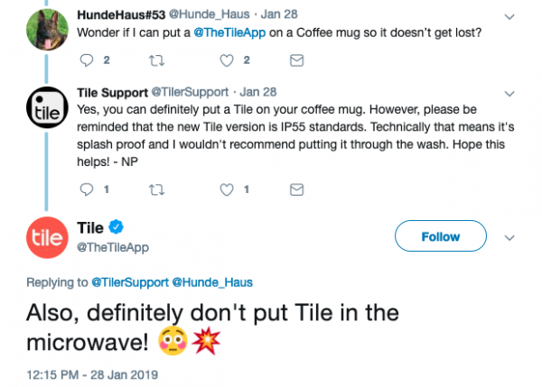 Tile Support Tweet