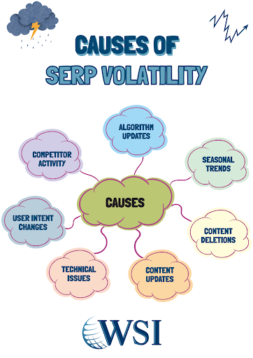 Graphic displaying the causes of SERP volatility.