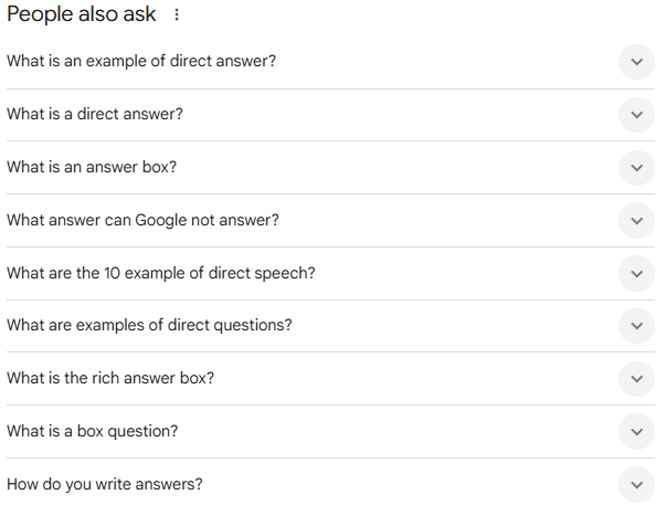 Google zero click search feature showing related questions in the people also ask section.
